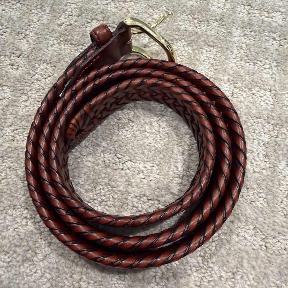 Men’s Belt - Faux Leather w Gold Hardware - Brown - Size 38-40 Large